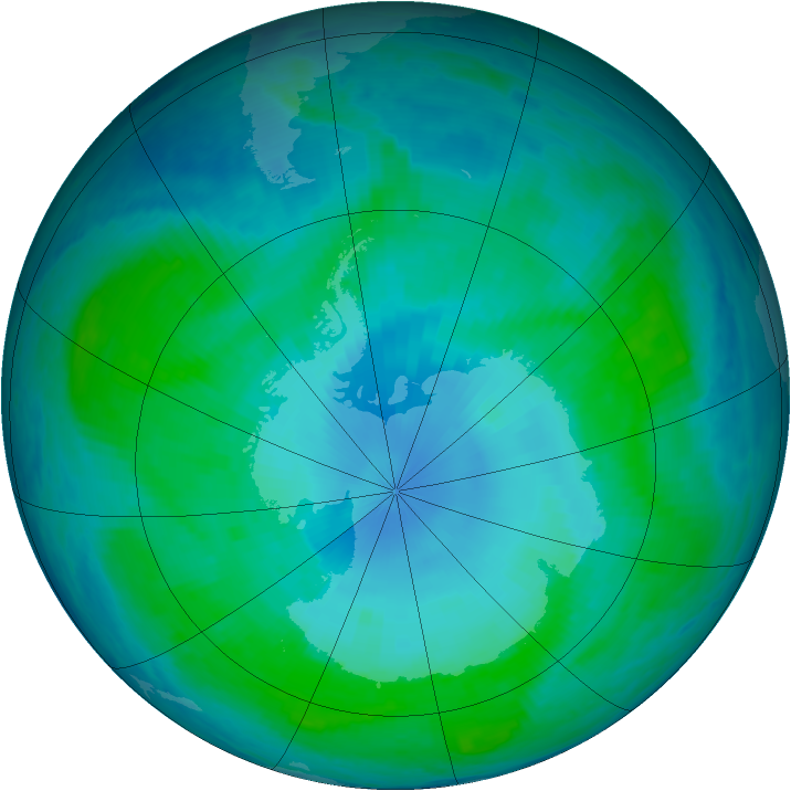 Antarctic ozone map for 27 January 1999
